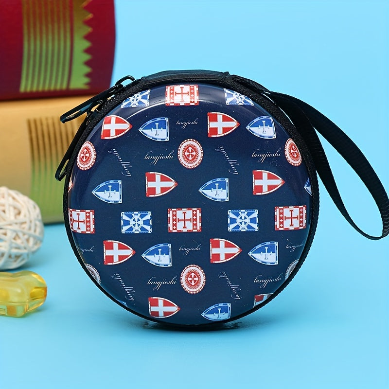 Kids Cartoon Print Round Coin Purse Mini Zipper Storage Box