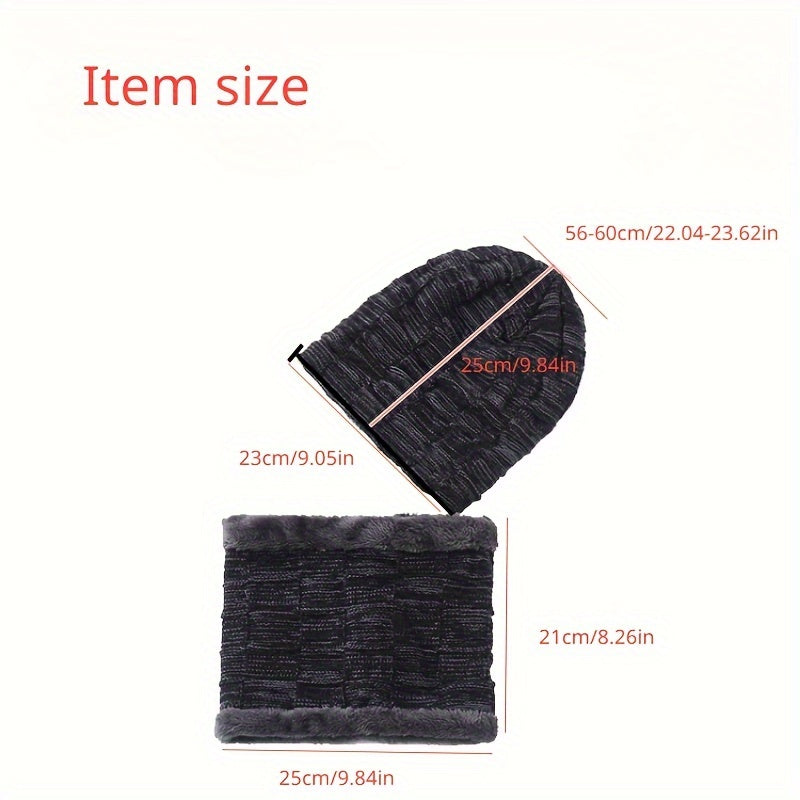 Winter Beanie Hat & Scarf Set Knitted Hat For Men And Women