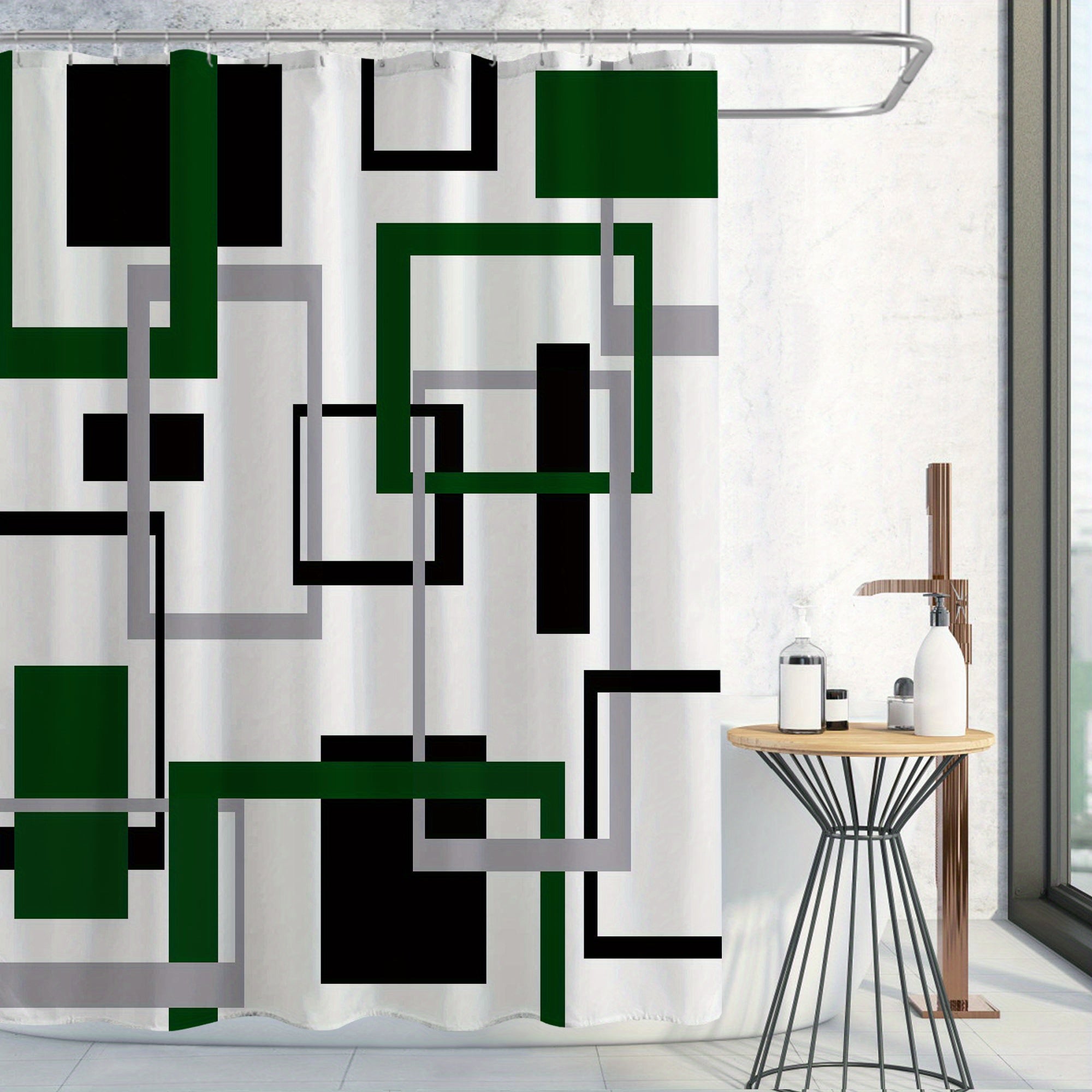 Mid Century Modern Geometric Shower Curtain Set