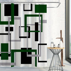 Mid Century Modern Geometric Shower Curtain Set