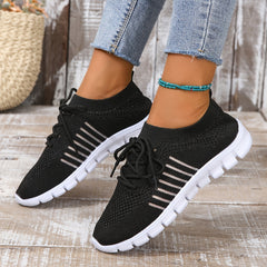Mesh Breathable Woven Shoes Lace Up Walking Shoes