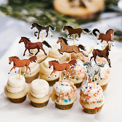 8pcs Cartoon Horse Cake Topper for Birthday Party Decoration
