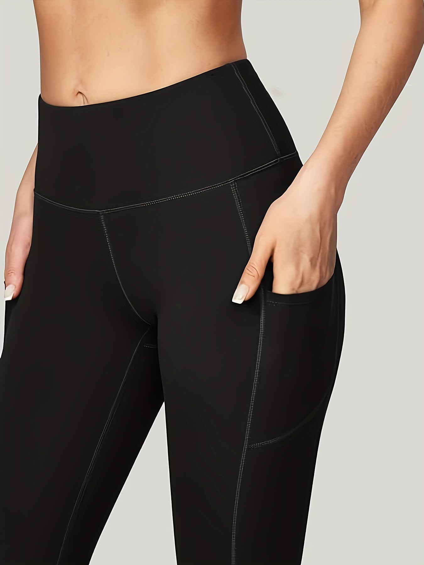 Solid Fitness Leggings with Pocket High Waist Yoga Pants
