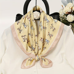 70 1cm Horse Print Scarf Square Satin Shawl Sunscreen Head Wrap