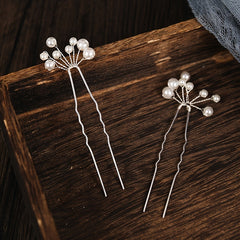 Silvery FauxPearl Bridal Hair Pins Wedding Hairpin