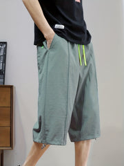 Men's Breathable Drawstring Waist Shorts Long Length Casual Summer