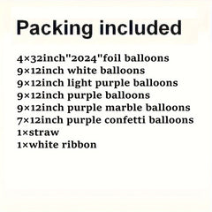 Purple Year Theme Party Balloons Set - 49pcs Number, Marble, Sequin Balloons