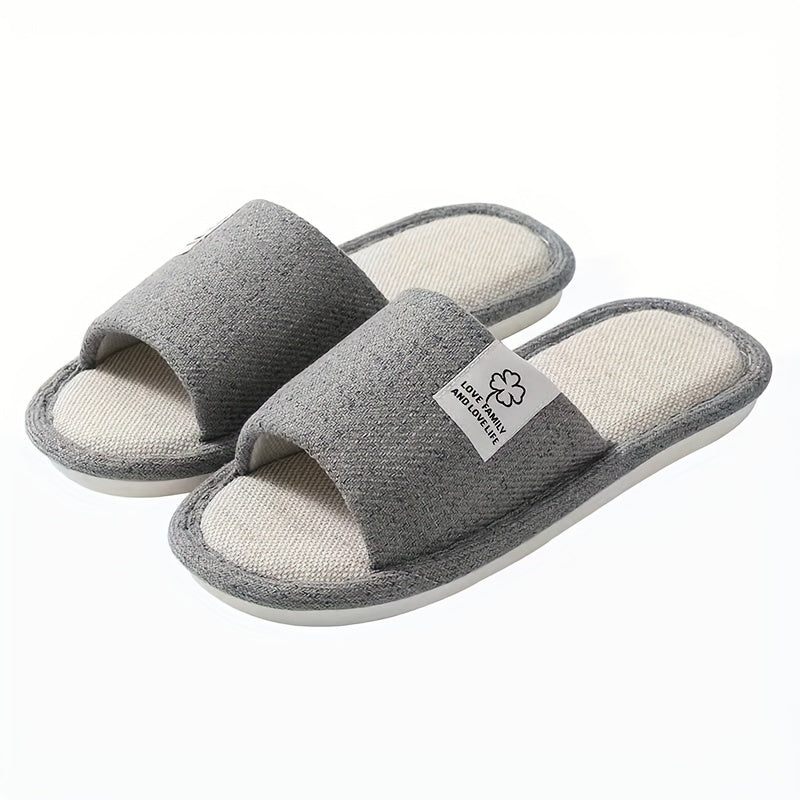 Men's Lightweight Flax Non Slip Open Toe Slides for Summer