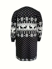 Christmas Nightdress Women's Elk & Snowflake Print Tee Sleep Dress