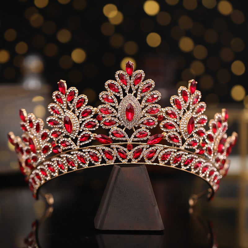 Baroque Crown and Tiara Golden Crystal Bride Wedding Queen Crowns Decorative