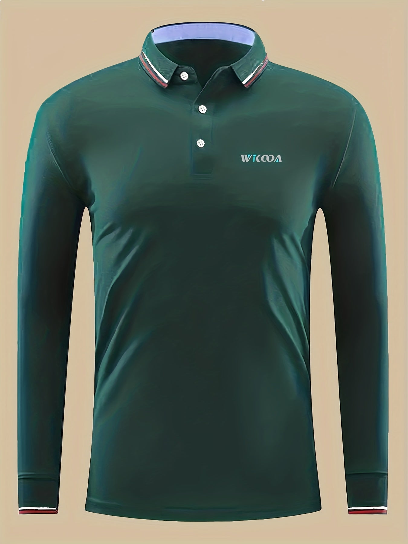 Men's Casual Letter Print Long Sleeve Polo Shirt