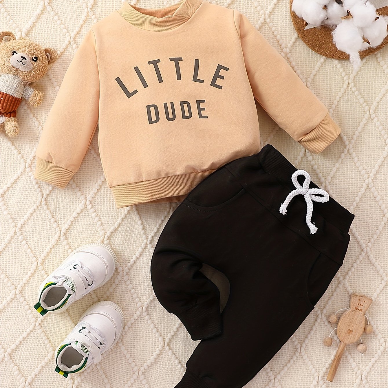Baby Boy Fall Winter 2Pcs Set Crew Neck Sweatshirt Tops Pants Outfits