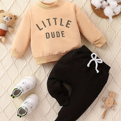 Baby Boy Fall Winter 2Pcs Set Crew Neck Sweatshirt Tops Pants Outfits
