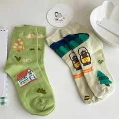 3 Pairs Cartoon Pattern Socks Comfy & Mid Tube Socks Women's Stockings & Hosiery