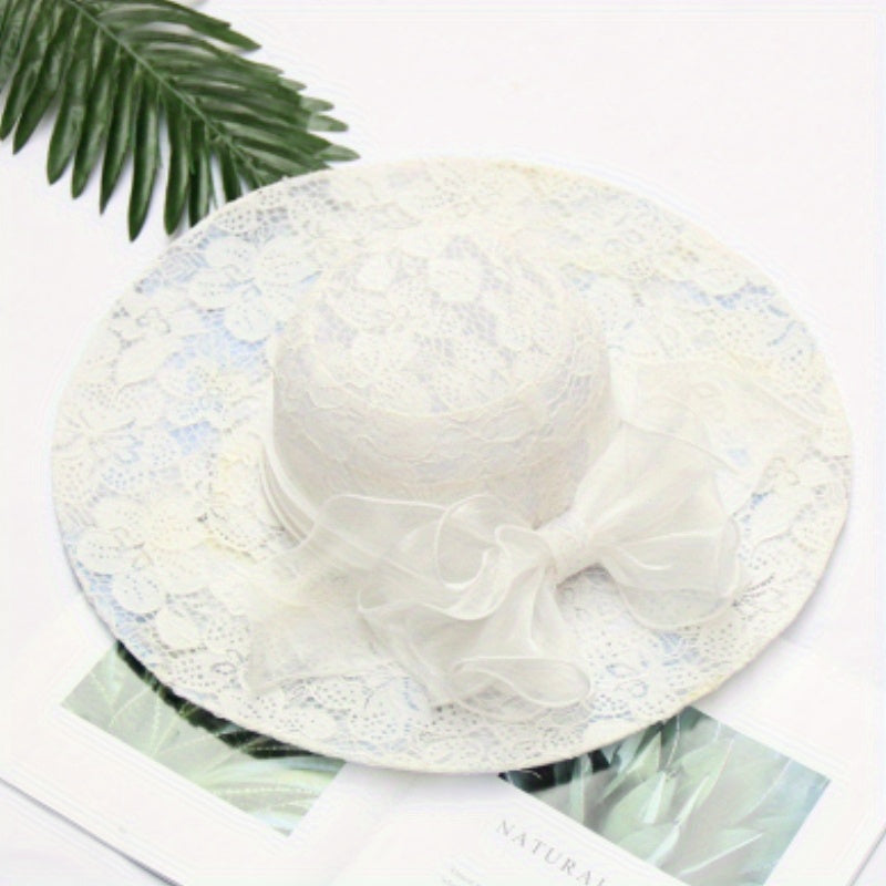 Lace Sun Hat Mesh Flower Decor UV Protection