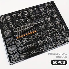 50pcs Unlocking Toys Set: Luban Lock, Kongming Lock, Nine-ring Puzzle