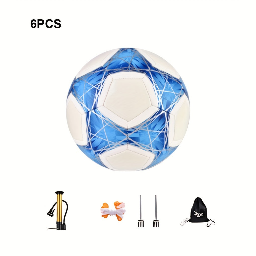 6pcs Set Machine Sewing Soccer Ball, Reflective PU Football Glow In The Dark
