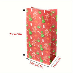 12pcs Christmas Paper Candy Bags with Gift Tag Stickers
