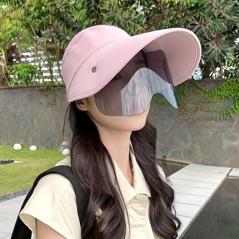 Retractable Sun Visor Hat With Wrap Around Sunglasses