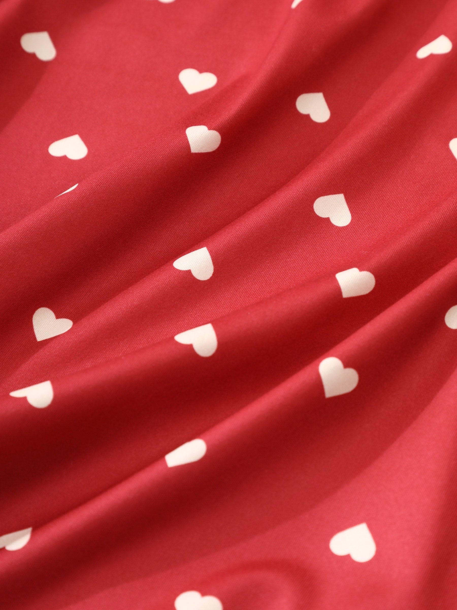 Heart Print Pajama Set Short Sleeve Top & Lounge Pants