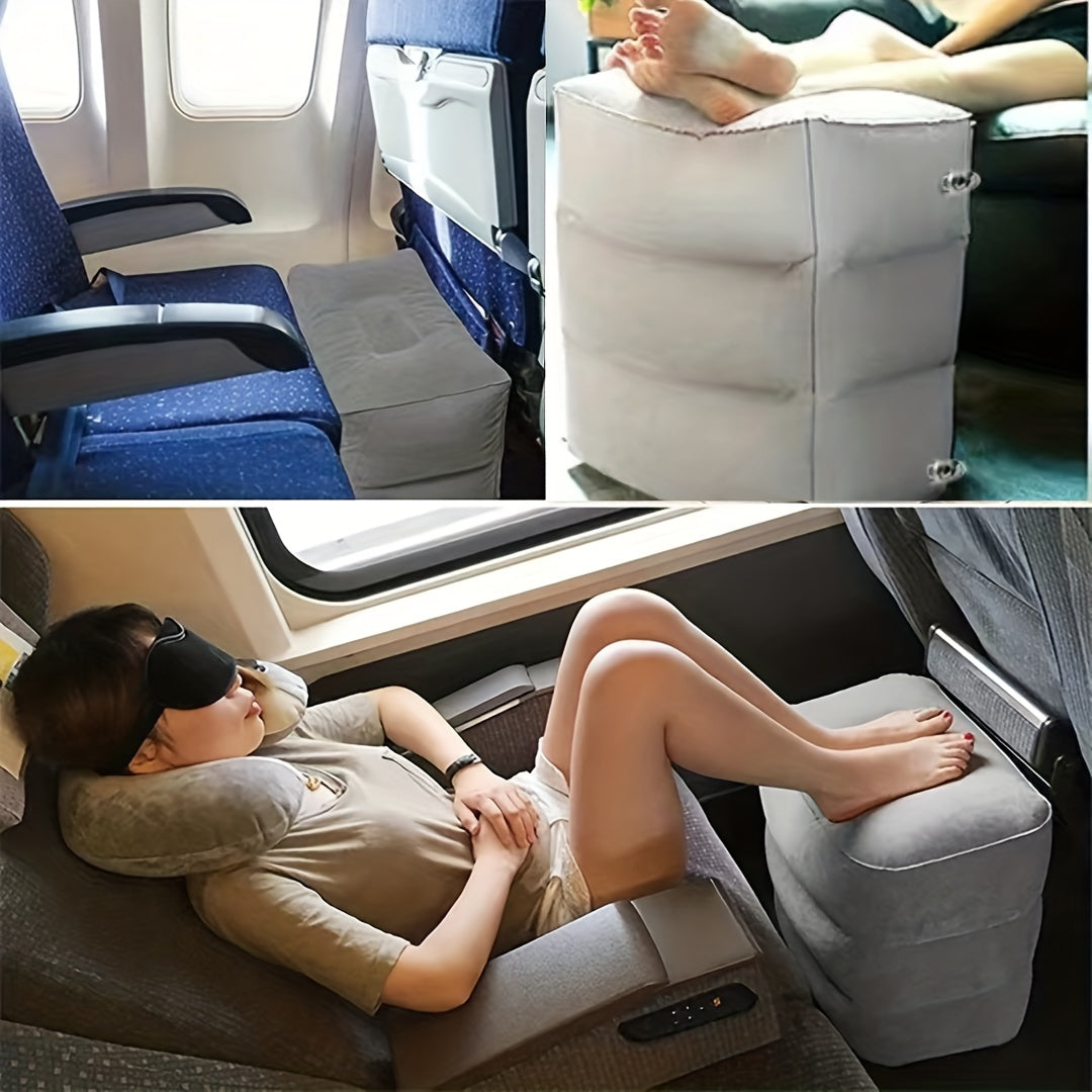 Portable 3-Layer Flocking Footstool for Travel and Car