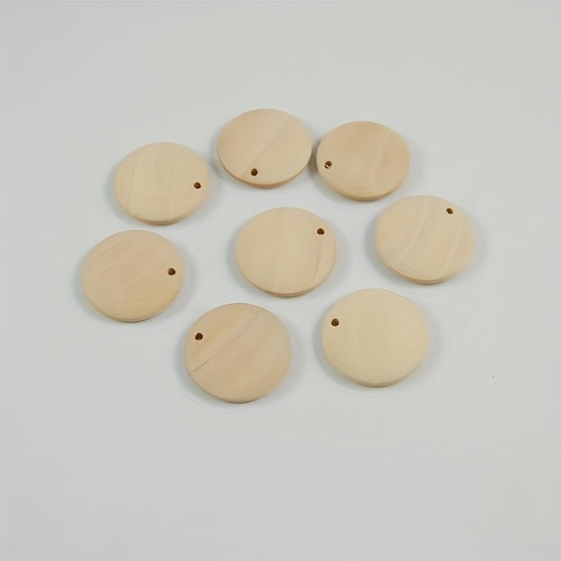 20pcs 30MM Wood Chip Keychain Round Wood Chip Ornament Earrings