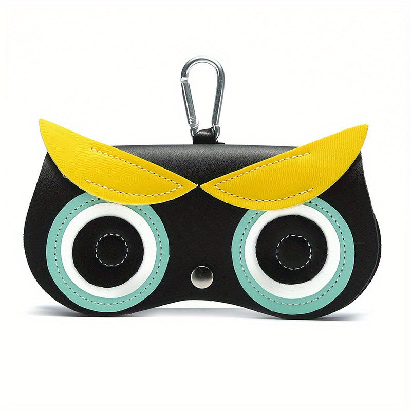 Owl Cat Eyes Heart Flowers Pattern PU Leather Keychain Storage Box