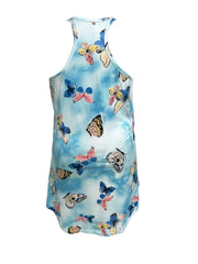 Tie Dye & Butterfly Print Racer Back Tank Sleep Dress