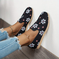 Women's Flower Pattern Slip On Sneakers Lightweight Outdoor Shoes