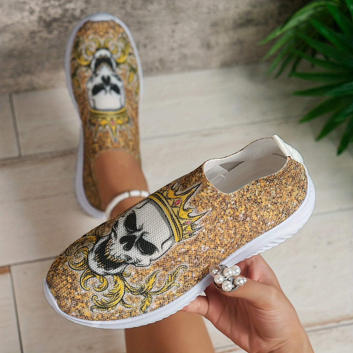 Women's Skull Pattern Sneakers Halloween Trainers