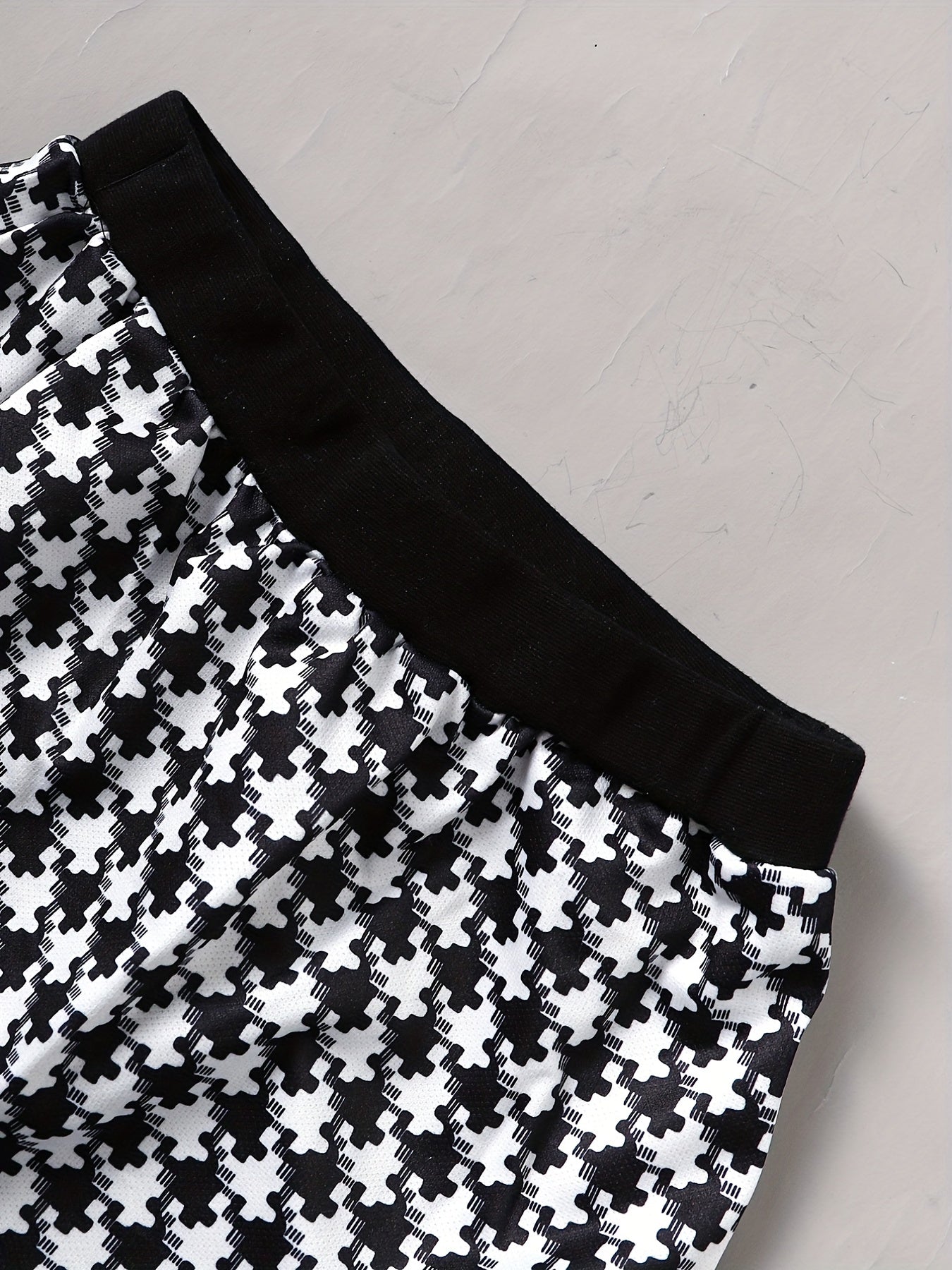 Girls V-neck Cardigan & Skirt 2pcs Houndstooth Casual Kids Clothes