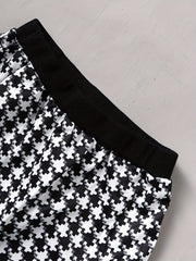 Girls V-neck Cardigan & Skirt 2pcs Houndstooth Casual Kids Clothes