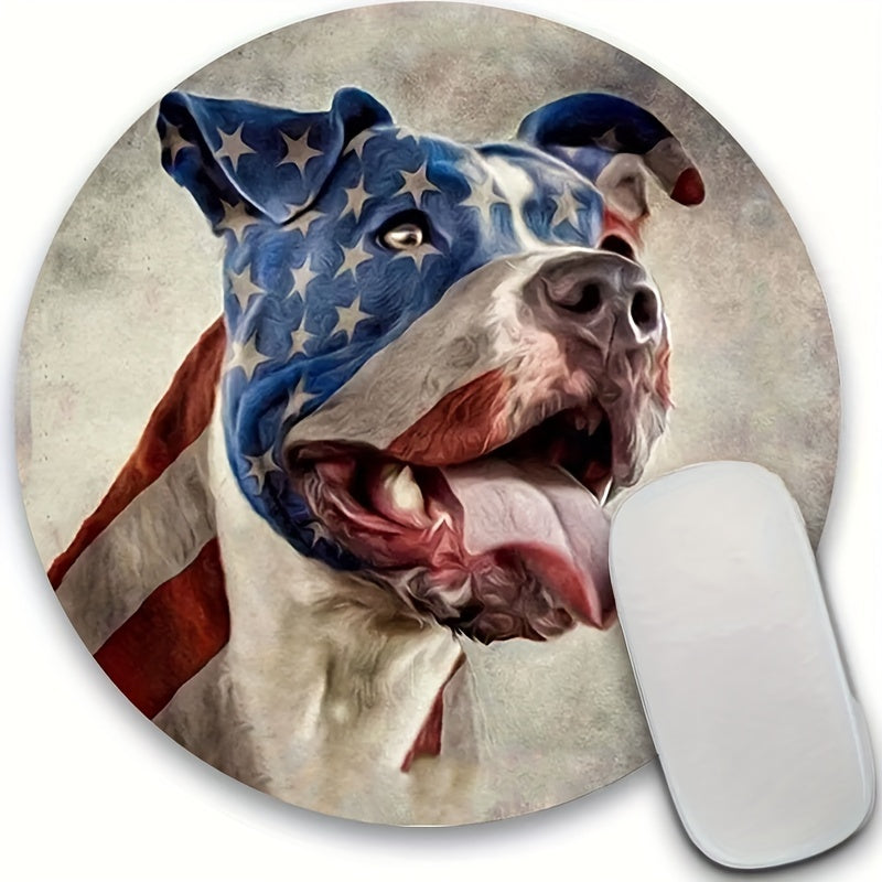 Star Spangled Flag Dog Mouse Pad 22cm - Anti Slip Waterproof