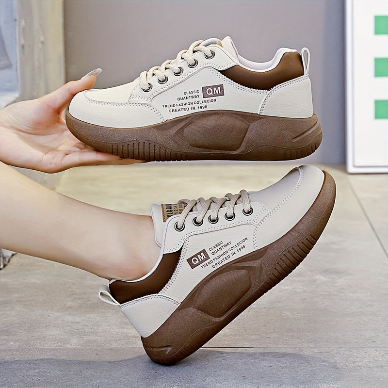 Women's Low Platform Sneakers Lace-up Running Shoes