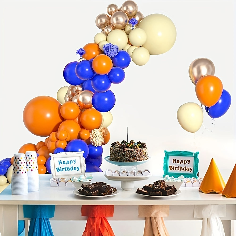 123pcs Navy Orange Maca Yellow Balloon Arch Flower Ring Set