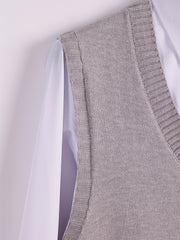Men's V Neck Knitted Sweater Vest for Autumn Winter