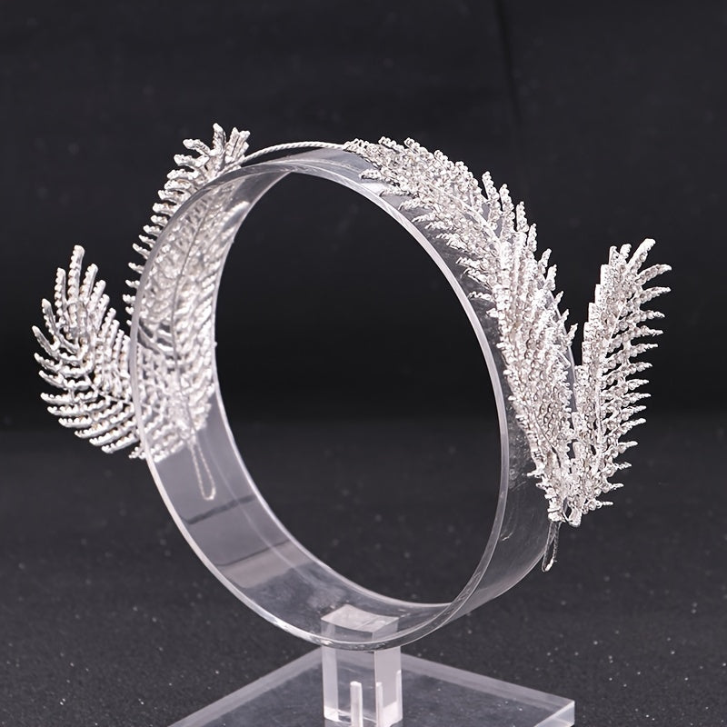 Rhinestone Feather Crown Hairband Bridal Wedding Party Favor