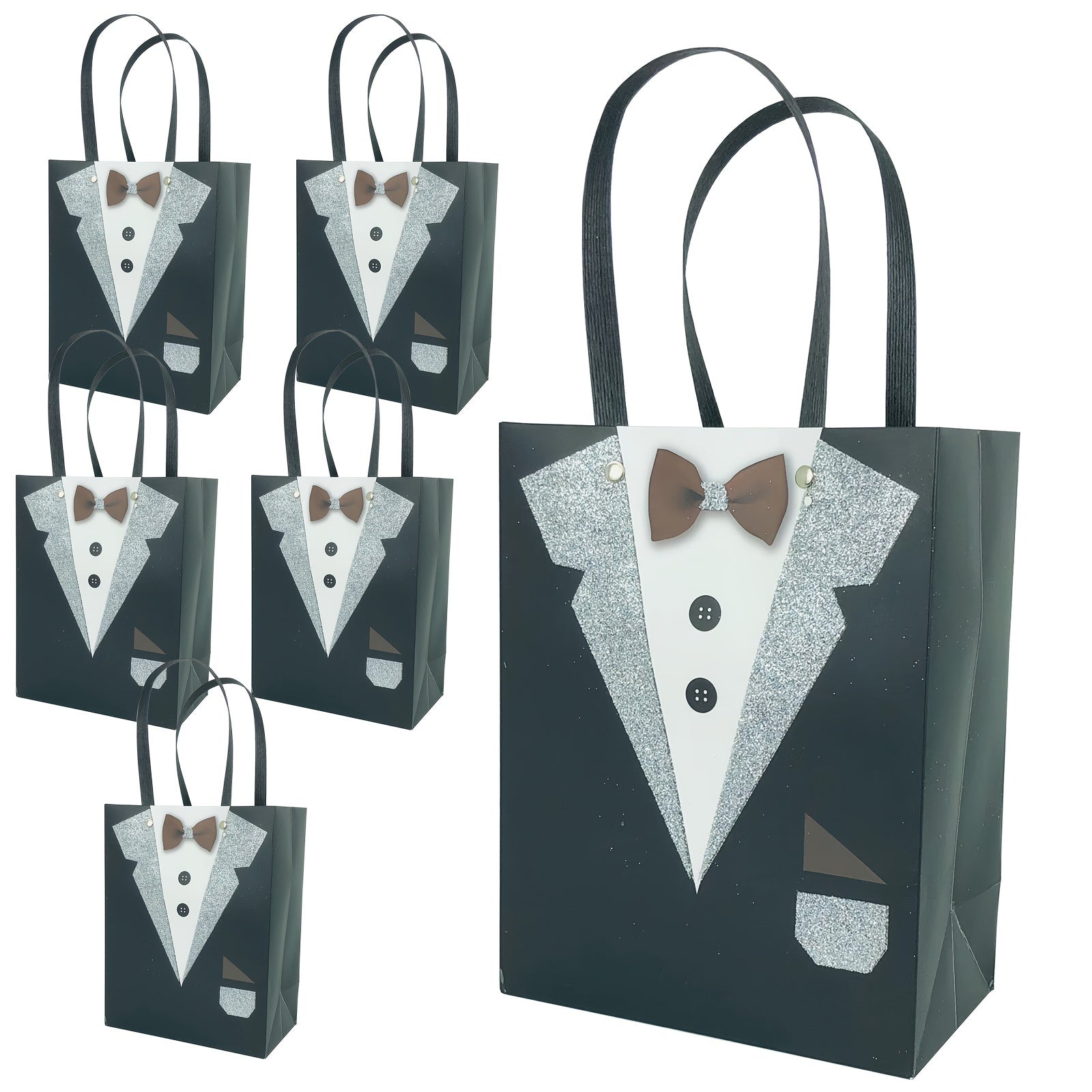 5pcs 3D Tuxedo Gift Bags for Groomsmen, Bachelor Party Favors