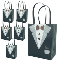 5pcs 3D Tuxedo Gift Bags for Groomsmen, Bachelor Party Favors