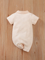 Baby Boys Geometric Cotton Bowtie Romper Jumpsuit