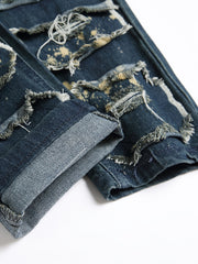 Slim Fit Tassel Decoration Jeans Men's Casual Street Style Denim Pants