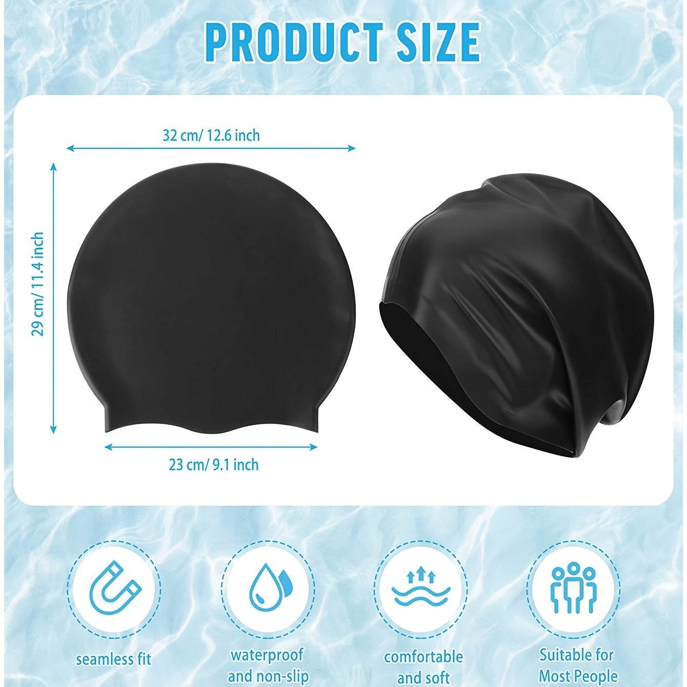Silicone Swimming Cap For Long Hair Extra Large Waterproof