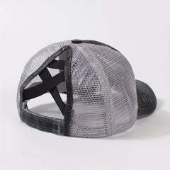 Vintage Distressed Embroidery Trucker Hat Adjustable Baseball Cap