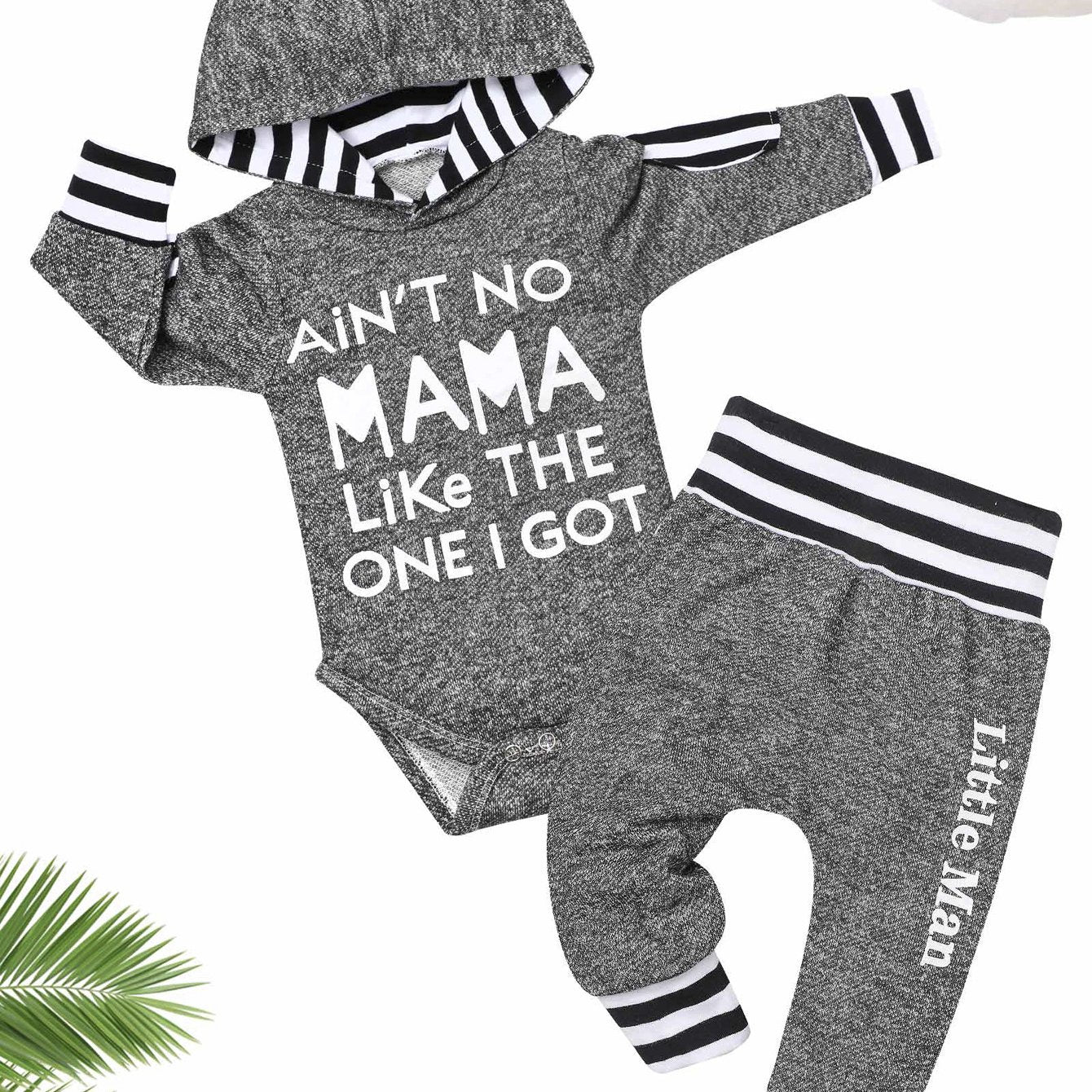 Baby Boys' Striped Hooded Romper & Pants Set
