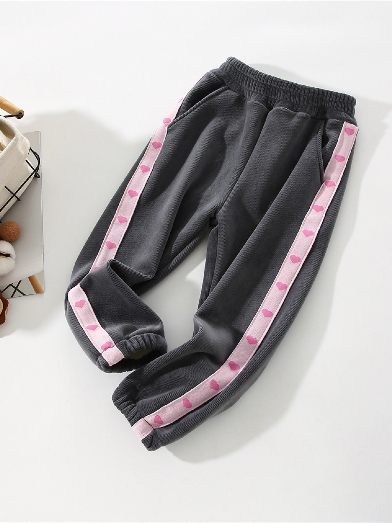 Girls Corduroy Thickened Jogger Pants for Winter