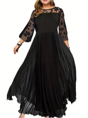 Lace Round Neck Long Sleeve Dress