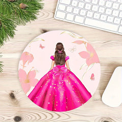 Girl Mouse Pad Round Non-slip Rubber Mouse Mat for Office Computers Laptops