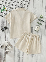 Boys Vintage Button Top & Shorts Set