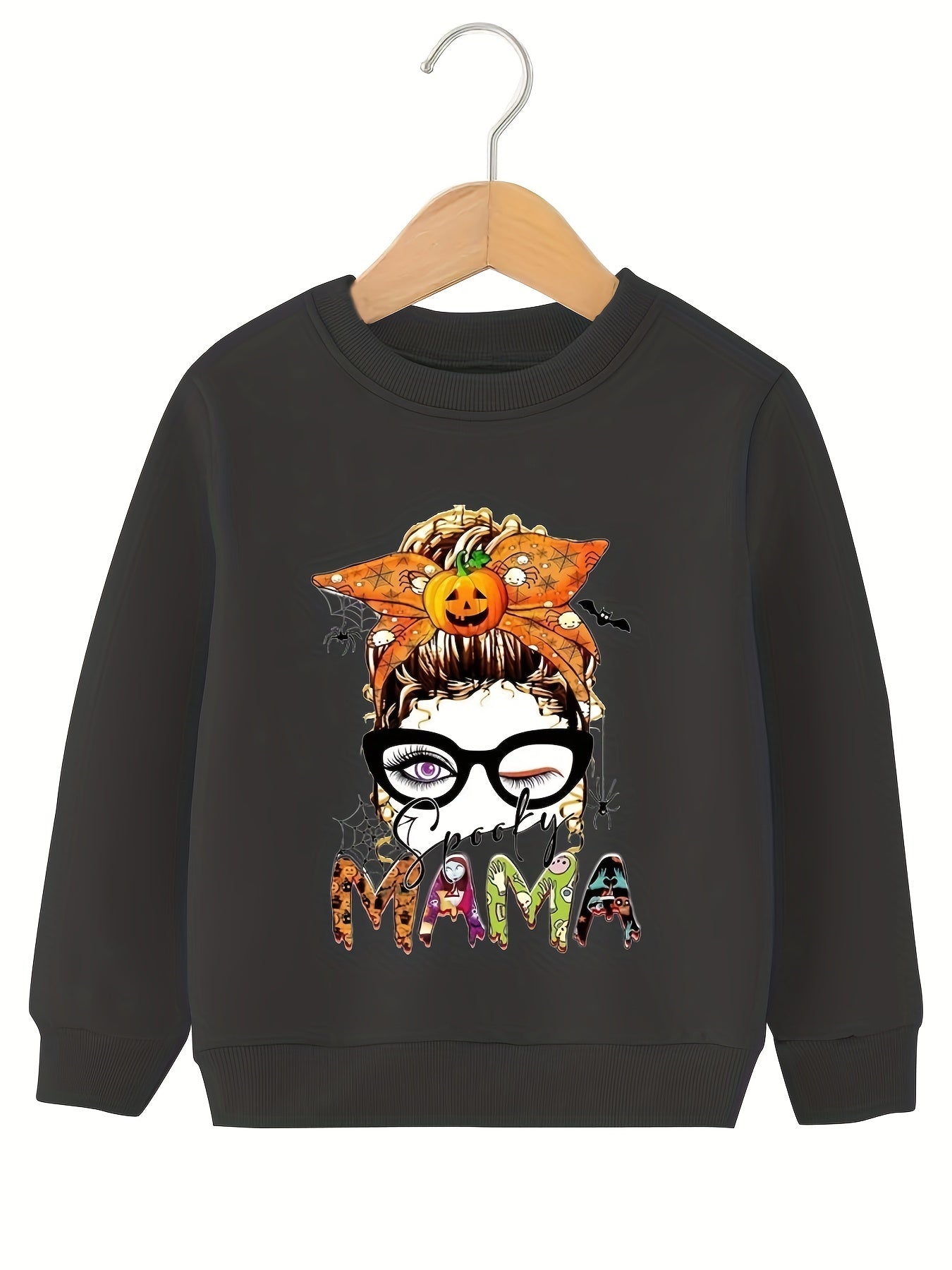 Spooky MAMA Pumpkin Graphic Sweatshirt Top For Teens Girls