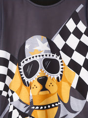 Kid's 2pcs Pajamas Set Sunglasses Dog Print Loungewear PJ Set Boy's Clothes